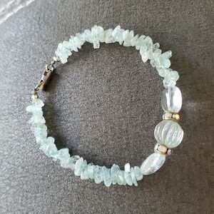 Aquamarine Chip Bracelet – Sterling Silver 925 Clasp